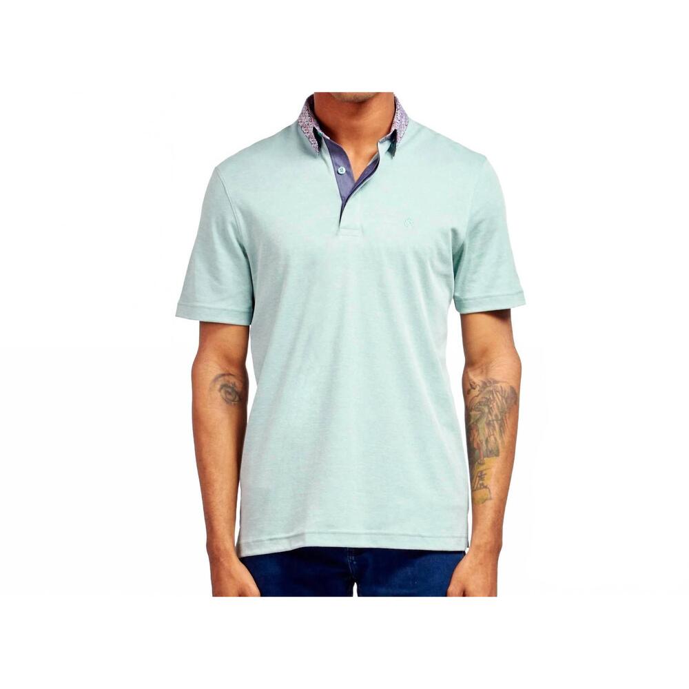 NEW EIGHT X colorful collar polo shirt in sage